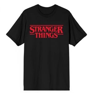 Stranger Things Graphic T-Shirt Netflix Unisex M Spellout Cotton Comfy Black Red